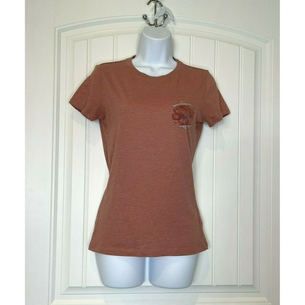 Aeropostale Womens Medium Free State Short Sleeve Red With Flower Design Shirt